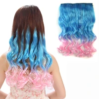 beiyufei synthetic clip in hair straight 5 clips in hair extensions ombre color blue pink body loose wave long clip hair