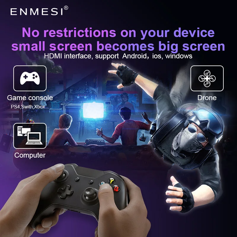 1058 PPI 3200x1600 Resolution 1000 Inch 68° FOV VR Glasses With HDMI PC Virtual Reality | Электроника