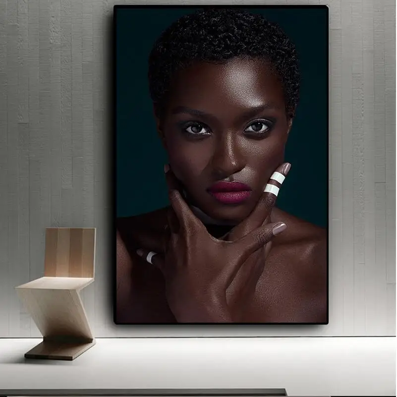 Одна деталь стены Искусство черный Африканский Обнаженная женщина красные губы