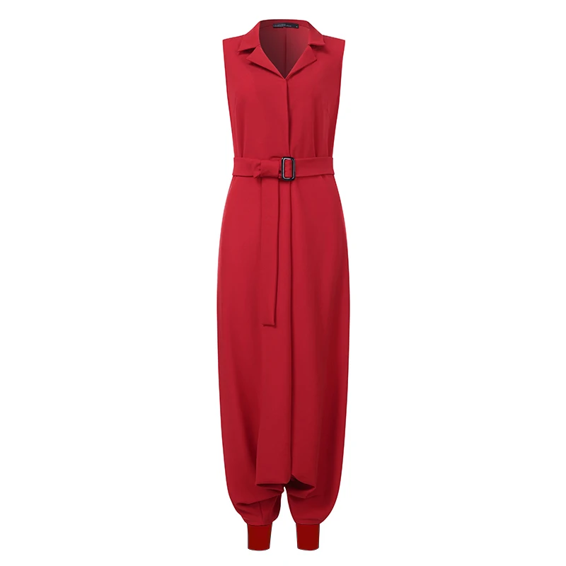 

ZANZEA Elegant Women Lapel Neck OL Jumpsuits Casual Sleeveless Drop Crotch Rompers Summer Solid Overalls Loose Playsuits Pants