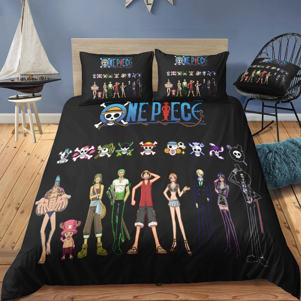 High Quality 3D Printed Duvet Cover with Pillow Bedding Set Japanese Anime One Piece Bed for Kids Adults Bedroom Decor | Дом и сад