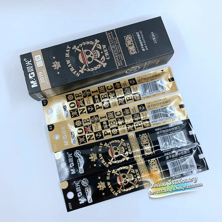 6 шт./лот) M& G one piece Аниме гелевая ручка заправка 0,5 мм нейтральные чернила черные 11 см Канцелярские Принадлежности для офиса и школы Пишущие принадлежности M2019