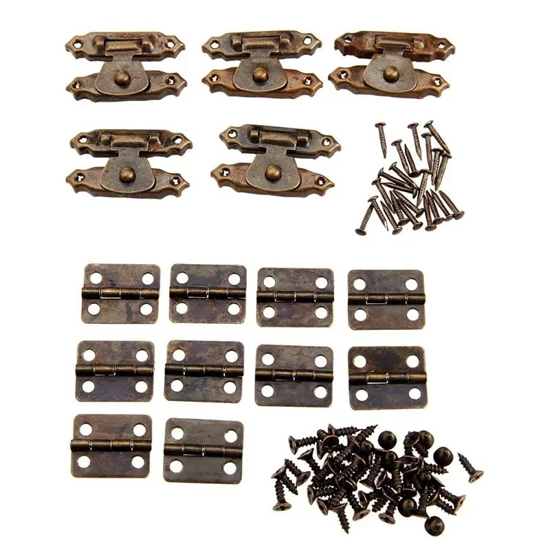 5 шт. Античная Бронзовая Защелка двери шкафа Hasps декоративные с 10 ретро дверные