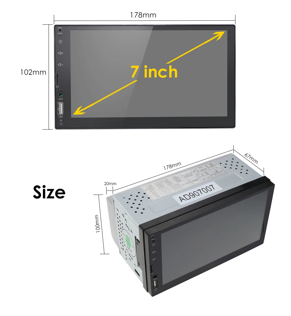 

Car Radio 2 Din Autoradio 7" HD Multimedia Player 2DIN Touch Screen Universal Auto Audio Car Stereo FM BT Mirror Link Rearview