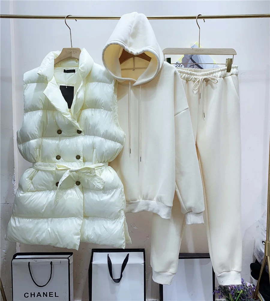 Женский двухбортный жилет ALPHALMODA блестящий стеганый с капюшоном на флисе