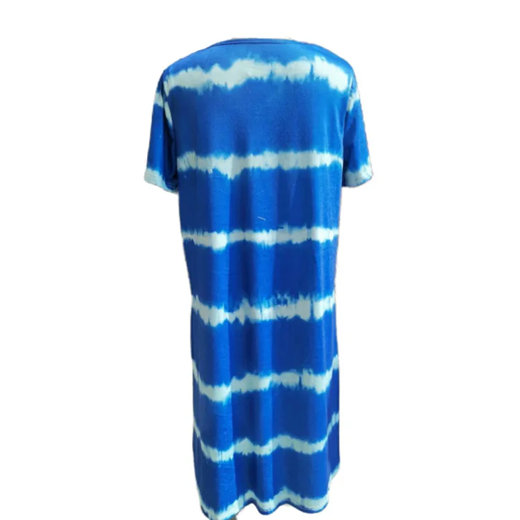 Женское платье в полоску с V-образным вырезом и коротким рукавом принтом тай-Дай