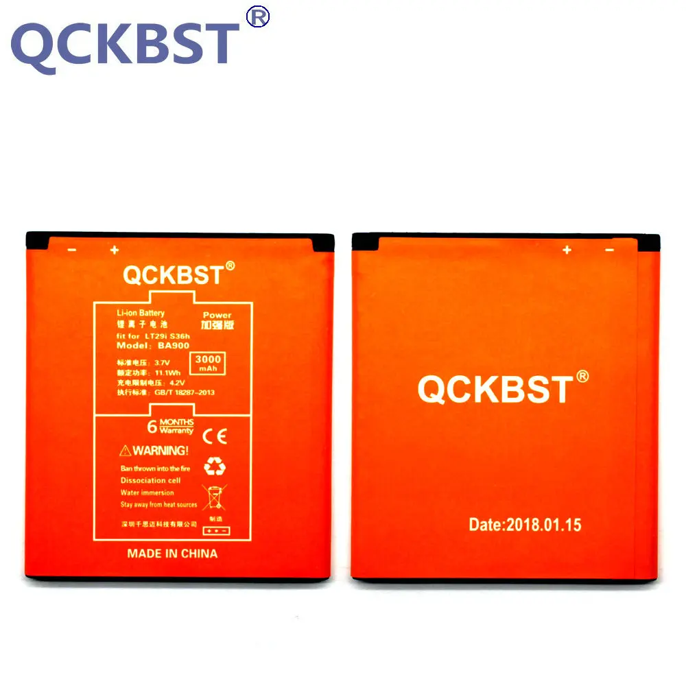 Аккумулятор QCKBST BA900 3000 мАч для Sony Xperia TX GX LT29i J Sh36 ST26i L C2104 C2105 E1 M C2004 C2005 C1904