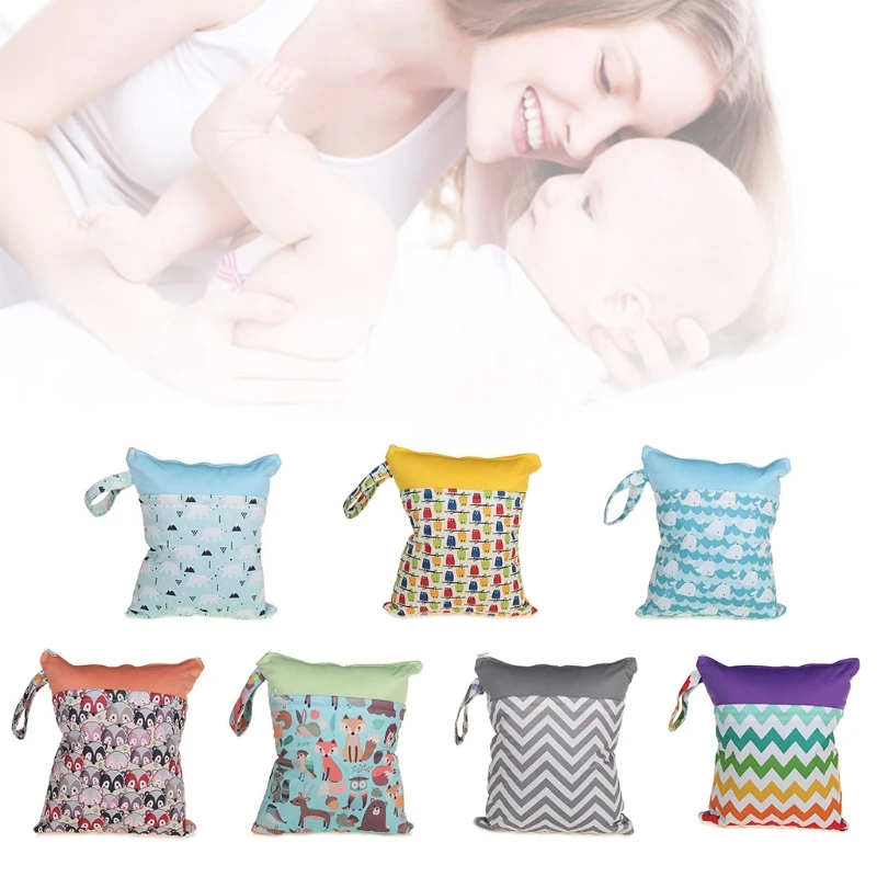 

30x36cm Fashion Print Baby Diaper Storage Bag Reusable Washable Travel Nappy Pouch Waterproof Wet Dry Cloth Organizer