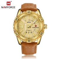 naviforce brand watch for men casual fashion leather waterproof day and date display male clock wrist watches relogio masculino