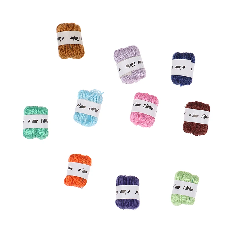 

10pcs/set 1:12 Dollhouse Miniature Yarn Balls Decor Accessory Ornaments Toys