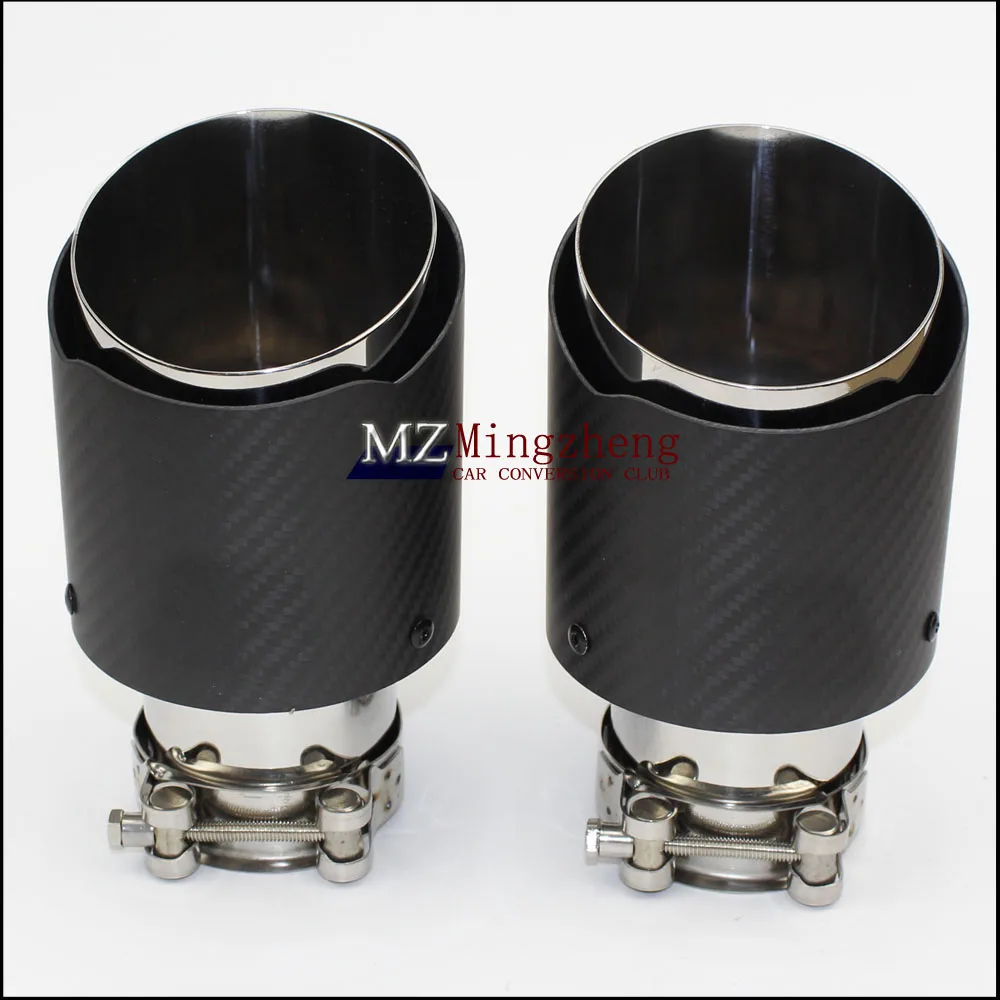 1Pcs car styling Carbon fiber + stainless steel universal Auto a.k exhaust tip tailtip end pipe for bmw V W golf | Автомобили и