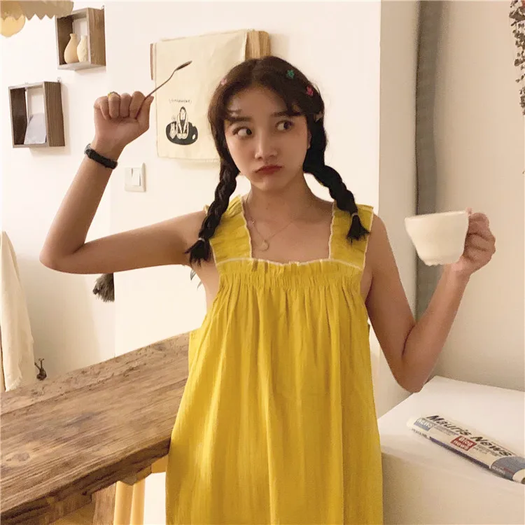 2019 корейские женские ночные рубашки хлопковые пижамы милые для сна и отдыха