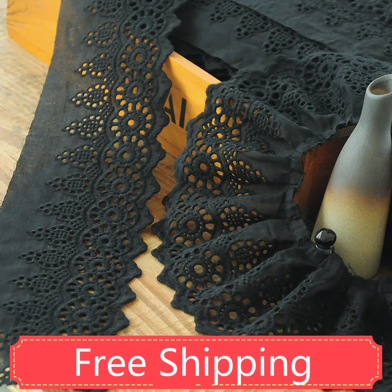 5 ярдов/Лот черный чистый хлопок кружевная отделка пояс вышивка детская одежда
