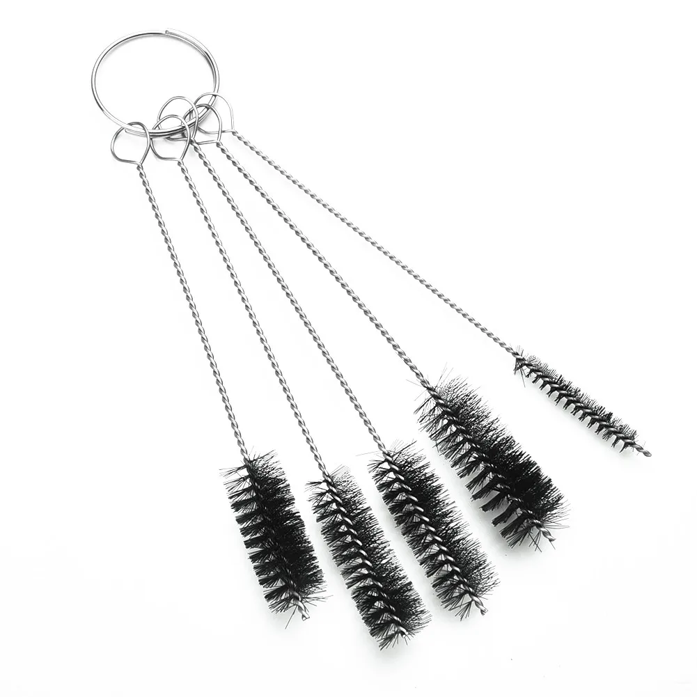 

5Pcs 2/4/5/6/8mm Brush Head Stainless Steel Wire Brushes Set For Round Cylinder Bores Pipe Tube Cleaning Brush Hand Tools