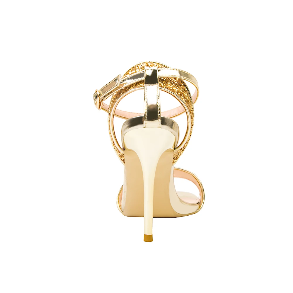 

Women Sandals High Heels Summer Thin Heel PU Leather Paillette Peep Toe Sexy Party Shoes Sandalia Feminina