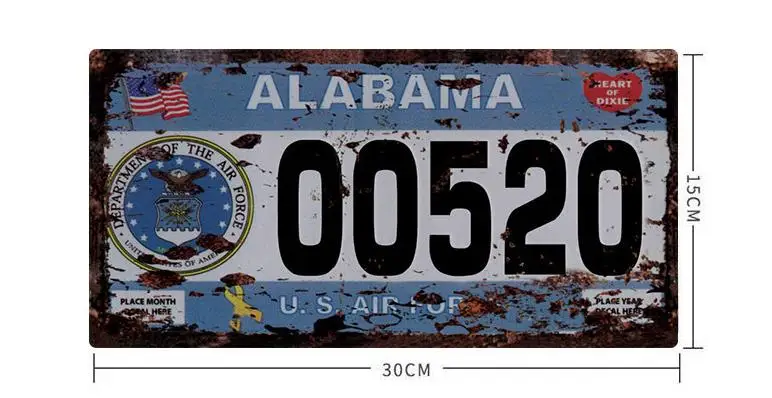 15*30 автомобильный номерной знак США винтажные металлические жестяные знаки