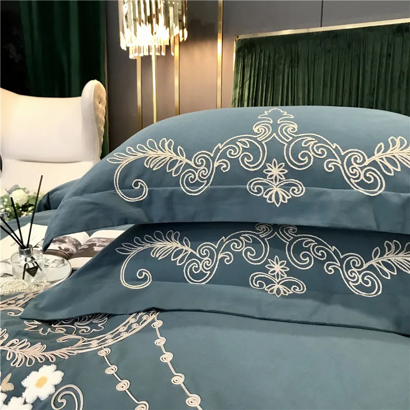 

Autumn Winter Thicken Sanding 600TC Egyptian Cotton Bedding Set Flower Embroidery Duvet Cover Bed Linen Fitted Sheet Pillowcases