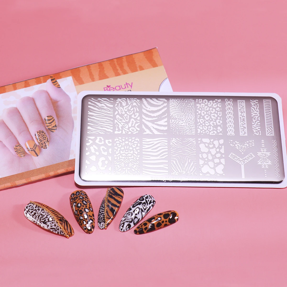 Трафарет BeautyBigBang из нержавеющей стали для дизайна ногтей шаблон с текстурой