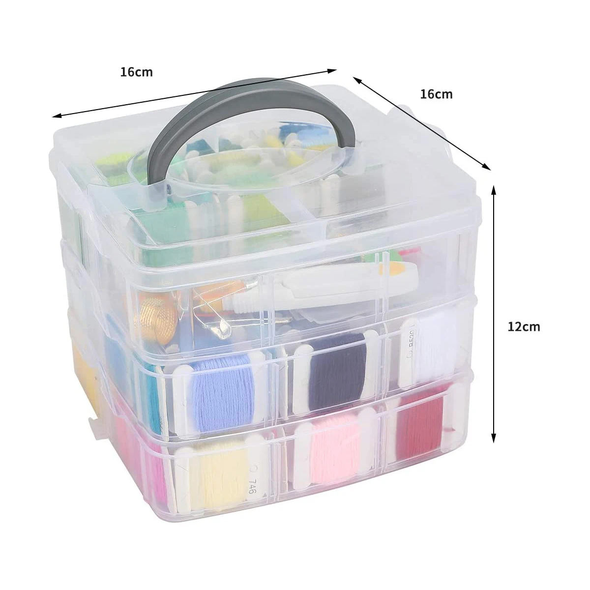 

Embroidery Kit Floss Set Including 150 Colors Threads with 3-Tier Transparent Storage Box Cross Stitch Tools LXY9