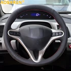 Кожаный чехол AOSRRUN Чехлы рулевого колеса автомобиля для Honda Civic 2005-2011, MK8, автомобильные аксессуары
