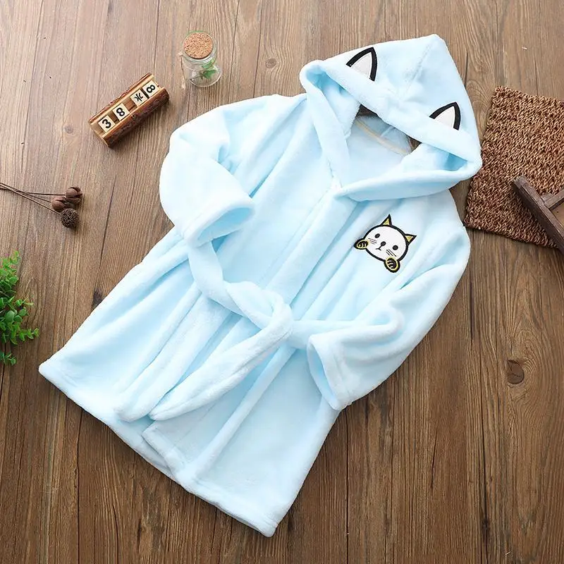 

Flannel Thick Lovely Baby Girls Cartoon Hooded Bathrobe Child Toddler Bathing Towel Robe Cute Winter Baby Clothing Sleepwear