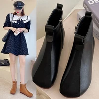 genuine leather women boots fashion autumn short boots outdoor leisure foot bare boots british style retro flat mother shoes