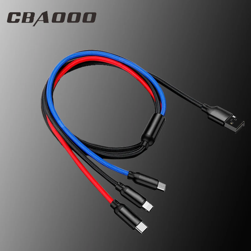 3A выдвижной usb-кабель 3-в-1 адаптер объектива для камер Micro Тип USB C зарядного устройства для iPhone зарядный кабель Micro usb кабель зарядного устройства