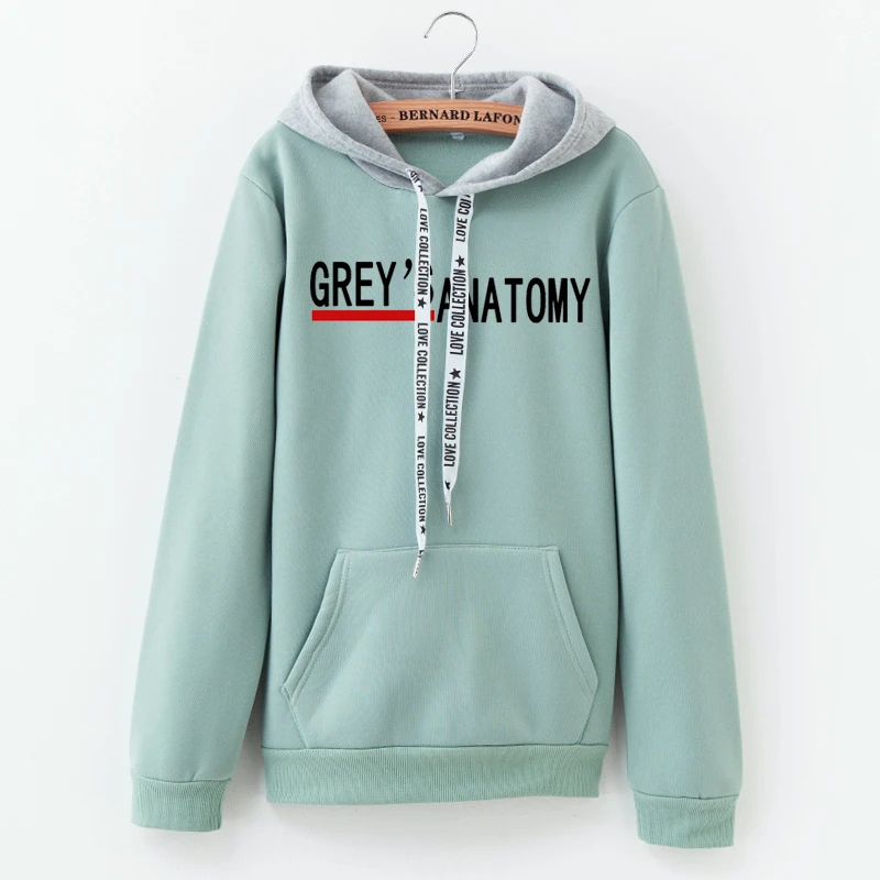 LANSHANQUE толстовки женские осень GREYS Anatomy с буквенным принтом цветная подходящая Футболка Модные Хлопковые женские топы