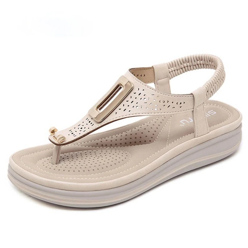 

Sandals women shoes 2021 elastic band summer shoes woman flats sandals solid color metal buckle flip flop plus size