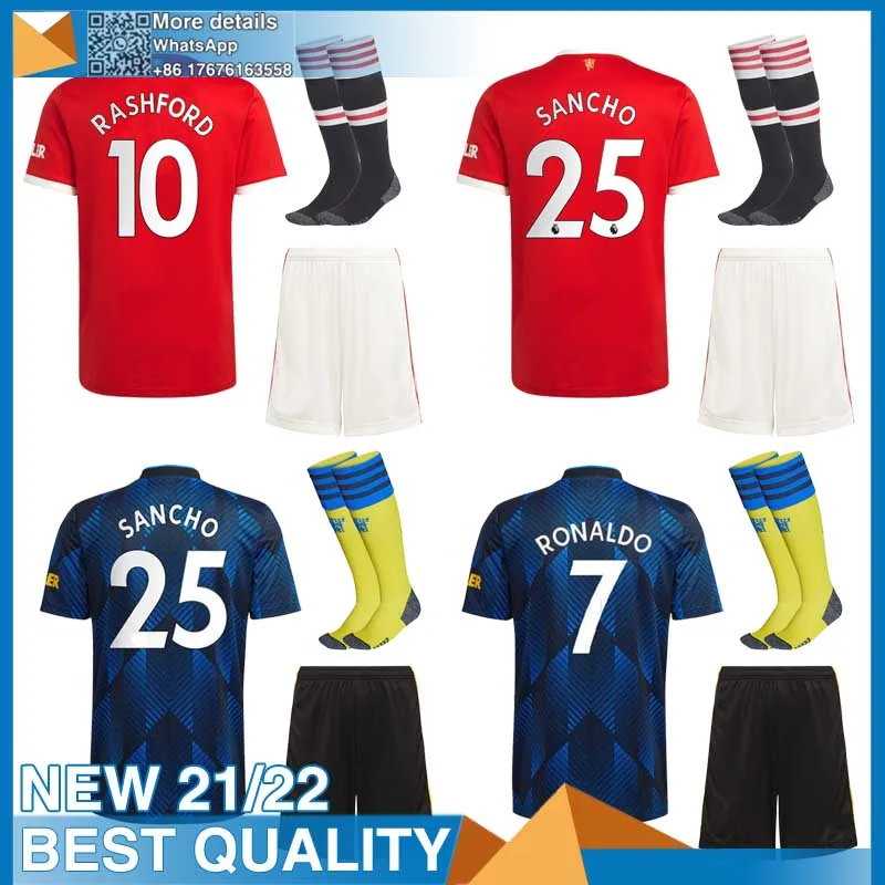 

2022 Free shipping 21.22 custom shirt +sock Set 2021 Manchester Top Thai United Best quality adult Top Best sale KIDS SET