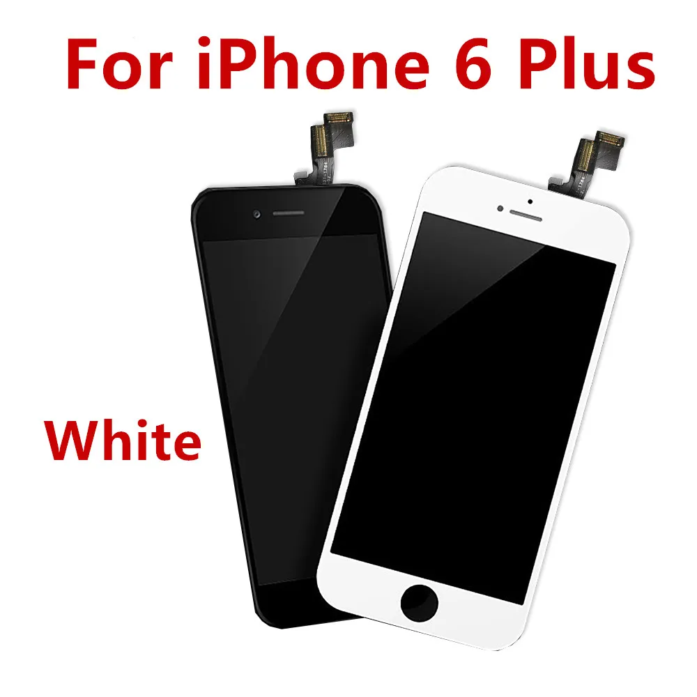 For 6 Plus White AAA+++ ЖК-дисплей для iPhone 6 6S Plus, сенсорный экран, сменный дигитайзер, сборка для iPhone 5, 5S, без битых пикселей, закаленное стекло - Цвет: For 6 Plus White