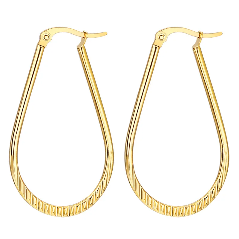 

AsJerlya 1pair 2021 New Smooth Round Stainless Steel Hoop Earrings For Women Best Gift Wholesale High Quality Gold Color Jewelry