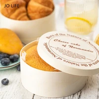 jo life 5pcs romantic wooden cheese cake storage box round dessert snack creative chocolate gift packaging box