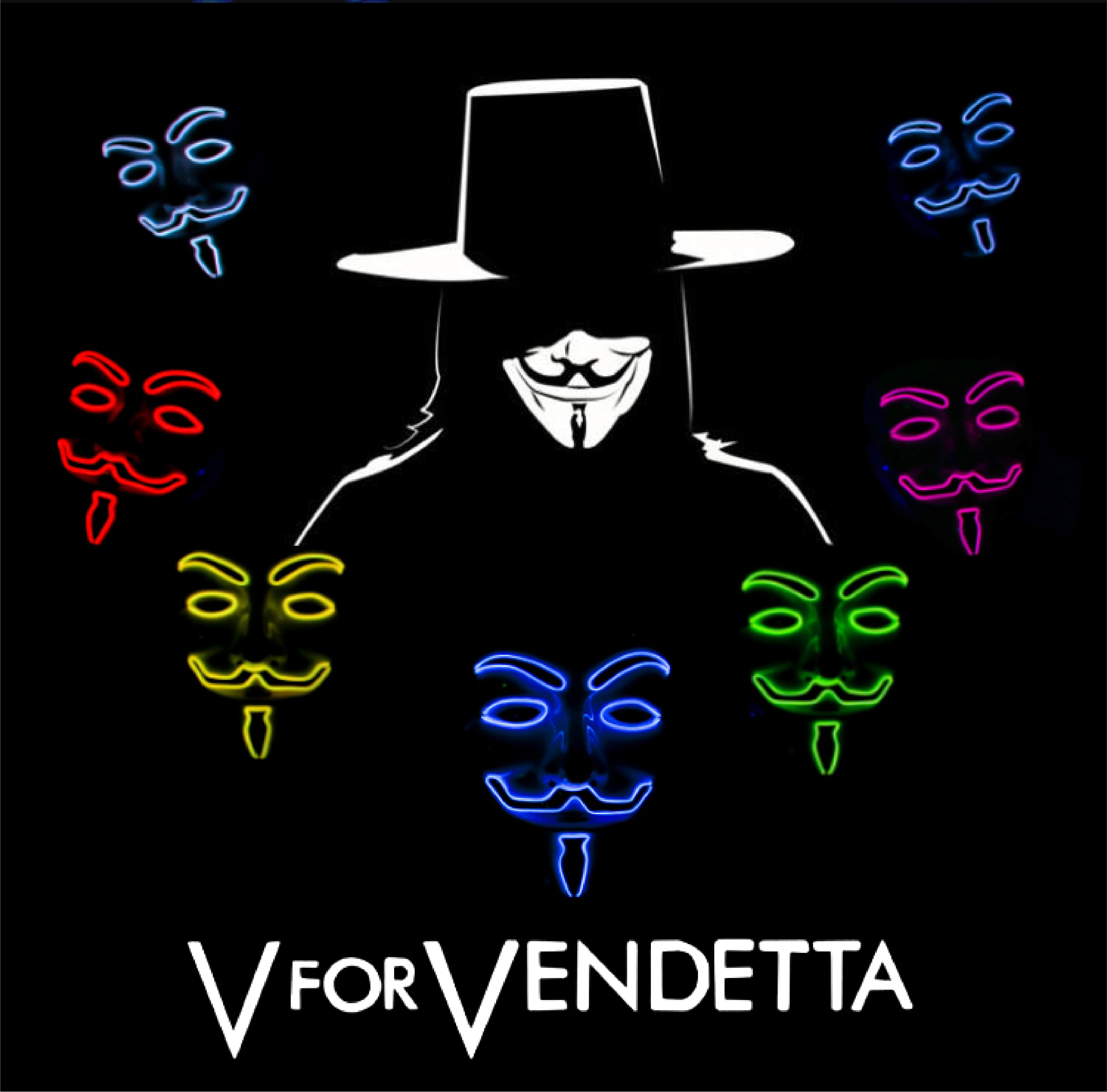 Светодиодный маска V for Vendetta Гай Фокс Маска Белый Уход за кожей лица Неон EL провода
