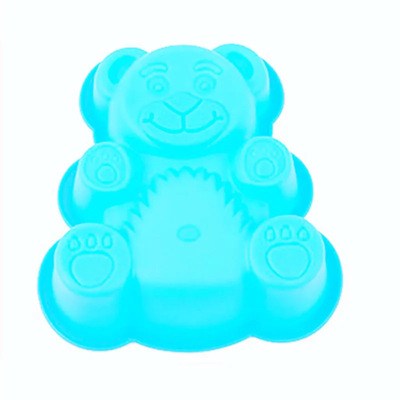 Случайный цвет 3D силиконовая форма для торта в форме медведя яркая мультяшная