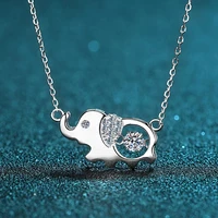 trendy s925 silver 0 3 carat moissanite elephant pendant necklace women jewelry plated pt950 gold animal charm necklace gift