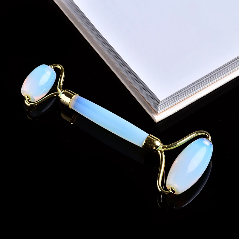 Opal 1 шт. натуральный розовый кварц минеральные ювелирные изделия портативный двуглавый камень массажер для лица Релаксация кожи здоровье DIY подарок - Цвет: Opal