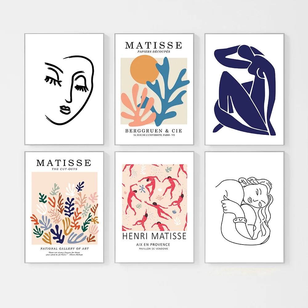 

Matisse You Can See Flower At Any Time Poster Abstract Line Canvas Painting Minimalist Wall Art Print for Living Room Home Decor