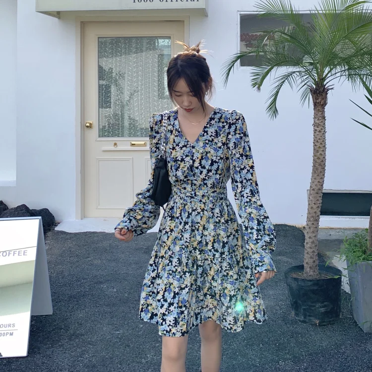 

Spring Elegant Fashion Women Dress for Ladies Long Sleeve Print Dress Casual Autumn Midi Dress Vestidos Mujer