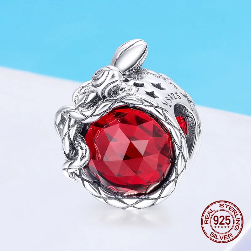 SC910 Китайский год красный серебряные бусины 925 пробы подвеска талисманы fit Pandora браслет ожерелье ювелирные изделия - Цвет: SC910