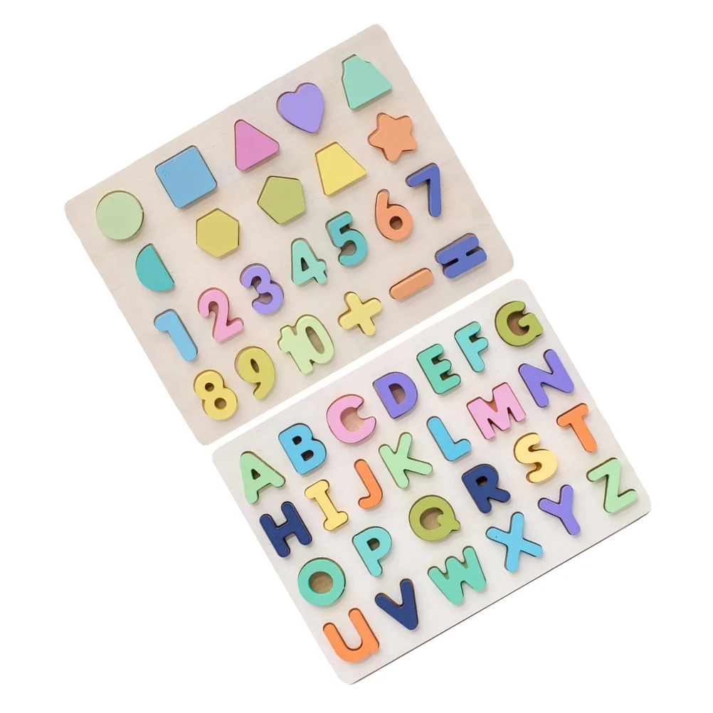 

2 Sets of Colorful Kids Funny Jigsaw Building Block Educational Puzzle