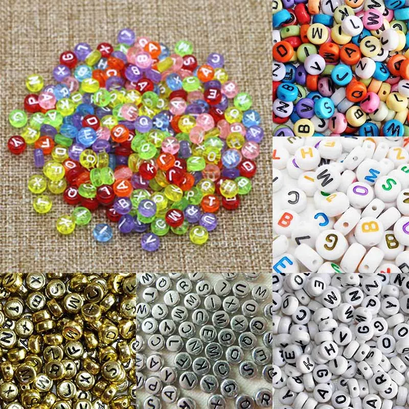 

Mixed Letter Acrylic Beads Round Flat Alphabet Digital Cube Loose Spacer Beads For Jewelry Making Handmade DIY Bracelet Necklace