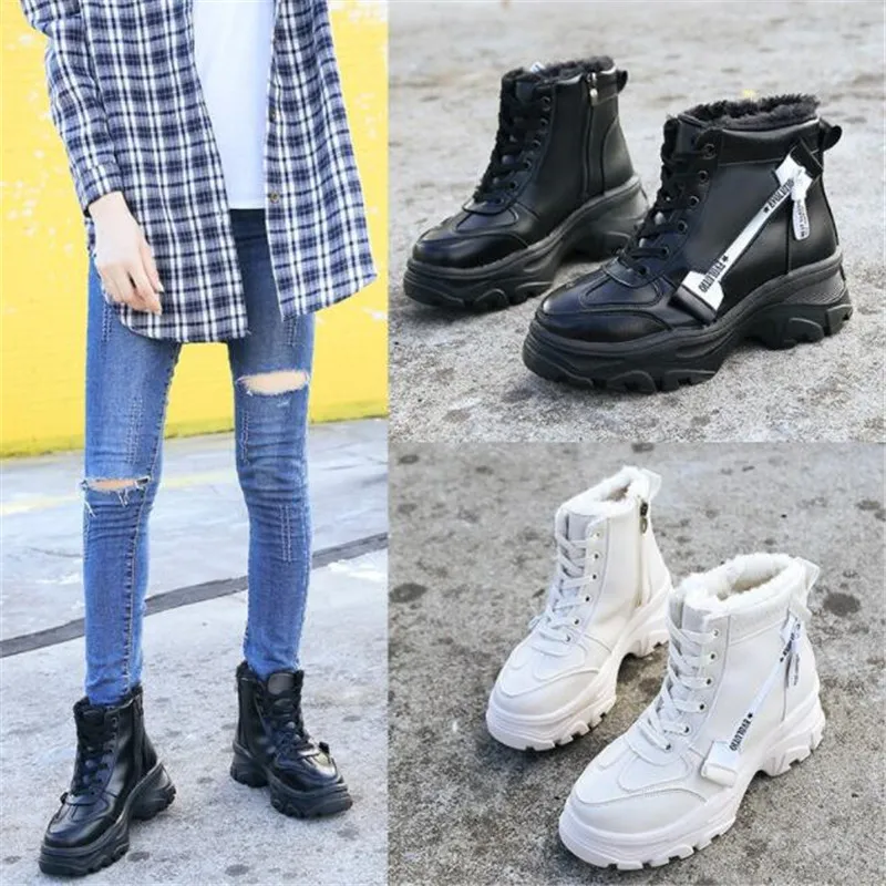 Зимние ботинки Женские повседневные Сезон Зима Новинка 2019 года Бархатная