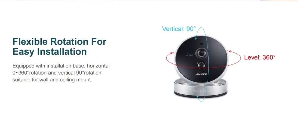 ANNKE 720P интеллектуальная сеть кубическая камера умная Беспроводная PT ip-камера безопасности 1CH встроенный микрофон и 2 динамика wifi Cam