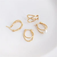 14k gold filled plated double line u shaped earring with bead holder diy earclasp plated real gold earring accessories material