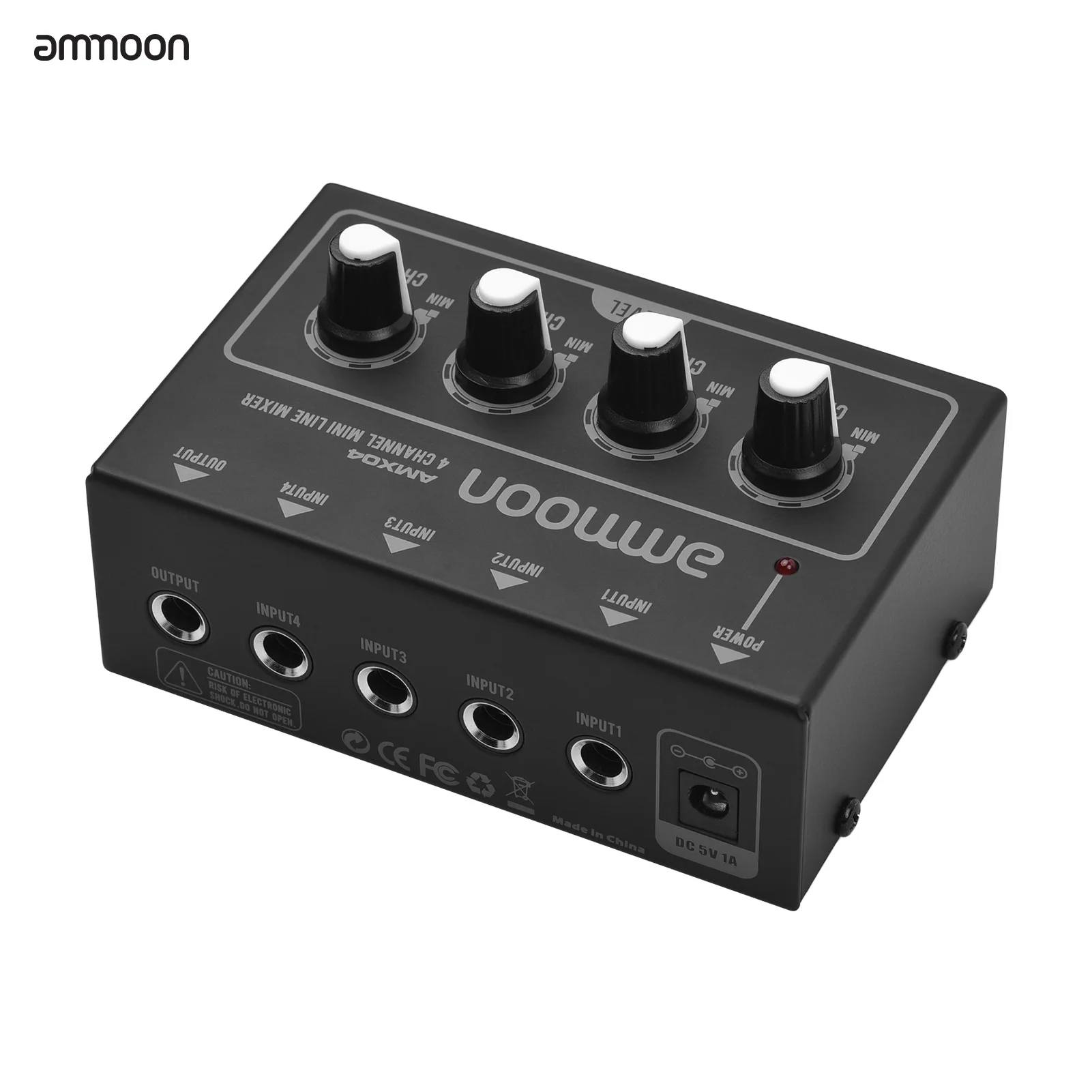 

ammoon AMX04 Ultra-compact 4 Channels Stereo Audio Sound Mixer Low Noise for Home Studio Recording Live Streaming Online Singing