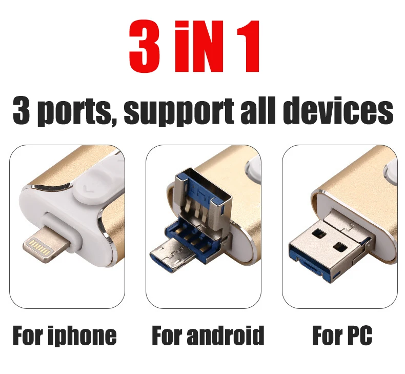 3 в 1 USB 3,0 флеш-накопитель для iPhone/Android type B Usb ключ OTG флеш-накопитель 256 ГБ 128 Гб 64 ГБ 32 ГБ 16 ГБ мини-накопитель USB 3,0