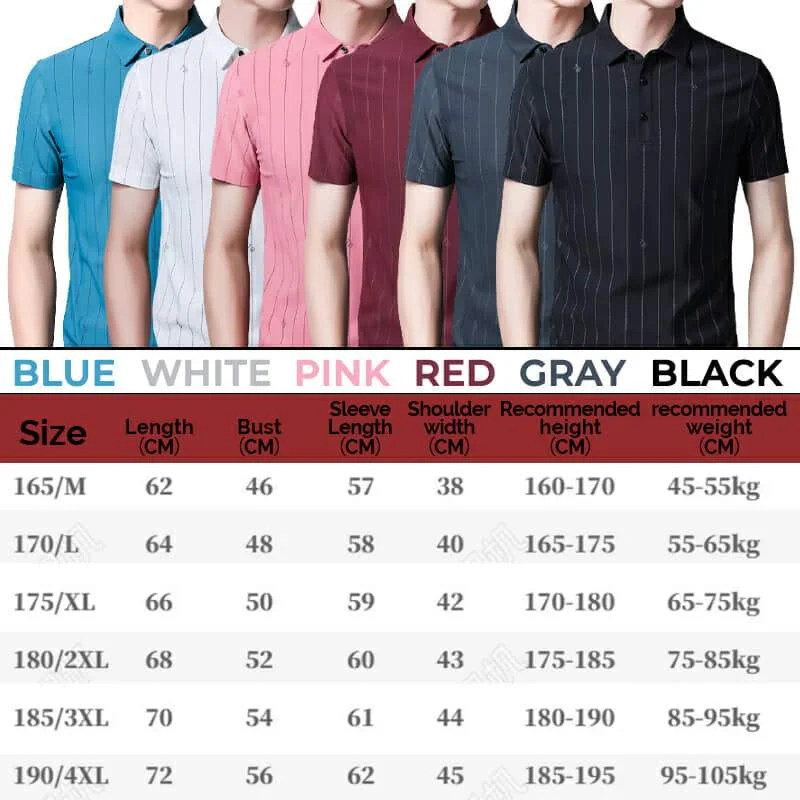 

New Men's Breathable Striped T-shirt Summer Breathable Short Sleeved T-shirt Mens Wear Turn-down Collar Graphic T Shirts