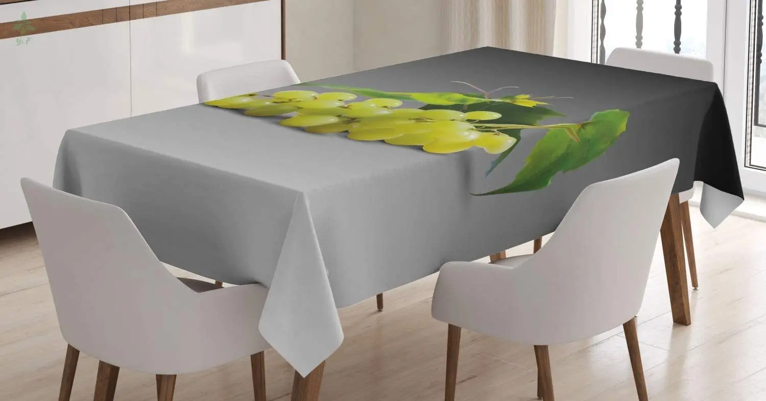 

Wine Grapes Tablecloth Organic Fresh Fruit Bunch Picture On Ombre Style Backdrop Rectangular Table Cover For Dining Decor