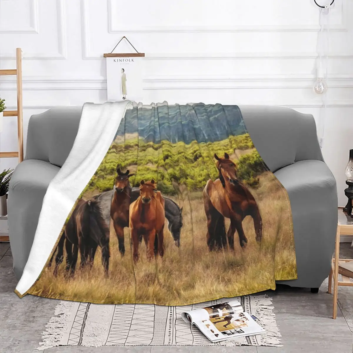 Одеяла с лошадьми флисовые одеяла для осени и зимы дикие животные дышащие теплые